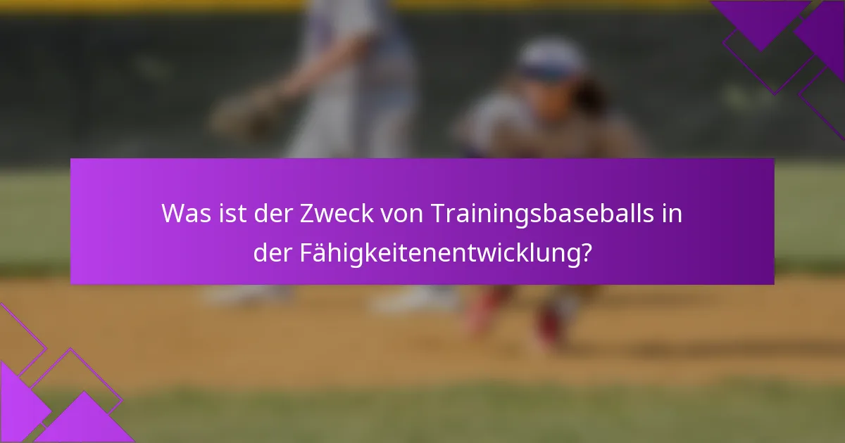 Was ist der Zweck von Trainingsbaseballs in der Fähigkeitenentwicklung?