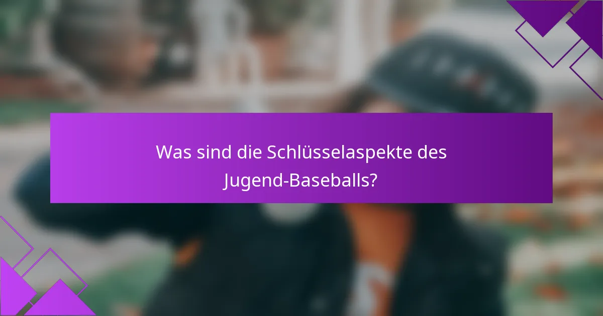Was sind die Schlüsselaspekte des Jugend-Baseballs?