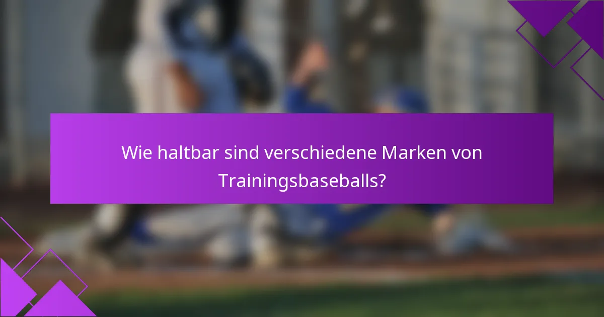 Wie haltbar sind verschiedene Marken von Trainingsbaseballs?