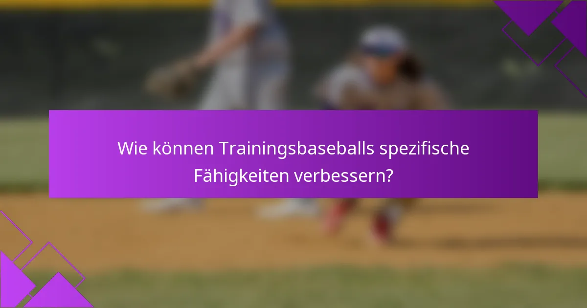Wie können Trainingsbaseballs spezifische Fähigkeiten verbessern?