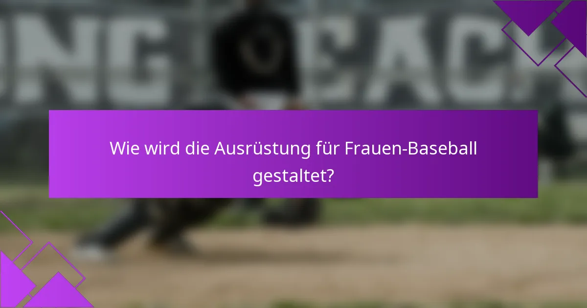 Wie wird die Ausrüstung für Frauen-Baseball gestaltet?